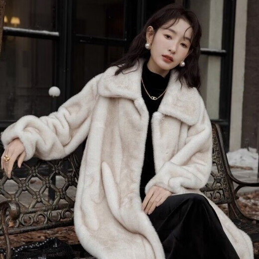 Abrigo de piel de visón para mujer de la marca Tafu invierno 2025 nuevo abrigo de visón entero de terciopelo importado delgado blanco nieve-110 longitud 160/84A(M) recomendado 44-65 kg