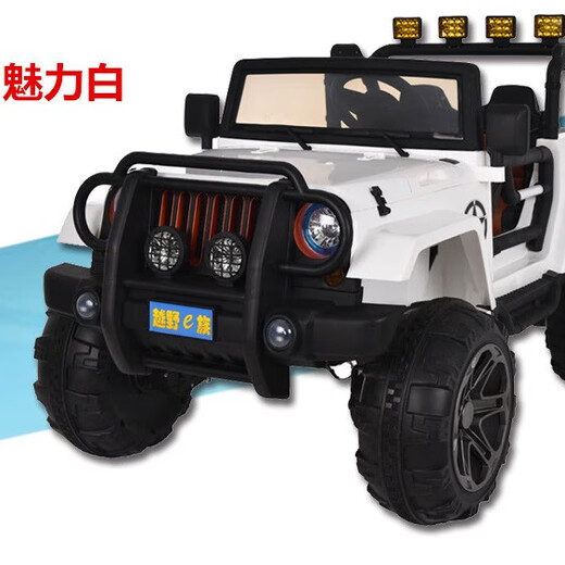 WENXIER Wrangler children's electric vehicle off-road vehicle can seat four-wheeled baby toy car two-seater children's remote control car white + luminous wheels