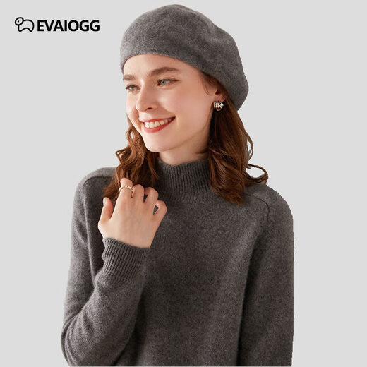 EVAIOGG Australian cashmere beret women's fashionable and versatile retro temperament warm knitted hat autumn and winter new soft waxy hat green velvet color