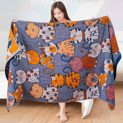 80*160 cm gauze bath towel, pure cotton, thickened and enlarged, beach sports wrap, travel nap blanket, colorful flowers 80*160