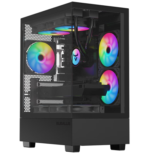 大水牛（BUBALUS）光之境黑色 无立柱海景房游戏电脑主机箱（全景钢化玻璃/M-ATX主板/240水冷/垂直风道）	