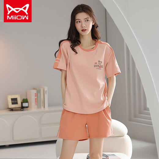 
Catman MIIOW pure cotton summer pajamas ladies pullover pajamas summer shorts shorts comfortable and casual home clothing set Z9856 L size [recommended 100-120 Jin [Jin equals 0.5 kg] wear]