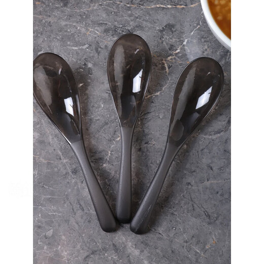 Disposable soup spoons individually wrapped plastic large take-out commercial thickened dessert porridge spoons 3g black spoon simple package 50 pieces long 12cm