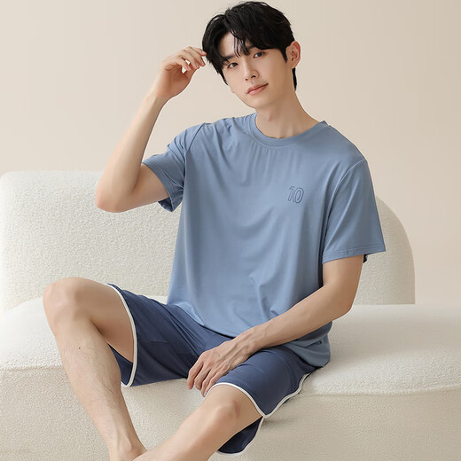 Catman (MiiOW) men's pajamas men's short-sleeved shorts suit Modal summer thin style can be worn on the outside, fashionable ice silk cool home clothes M15602 XL Recommended weight 120-140 Jin [Jin equals 0.5 kg]