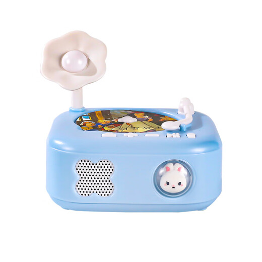 Burdo Children's Gramophon Puzzle frühe Bildungsgeschichte Maschine Kinderlieder Ancient Poetry Player Grammohren und Coax Recording Machine Toys Blue (Big Set) Gramophon + 240 Magnetkarte
