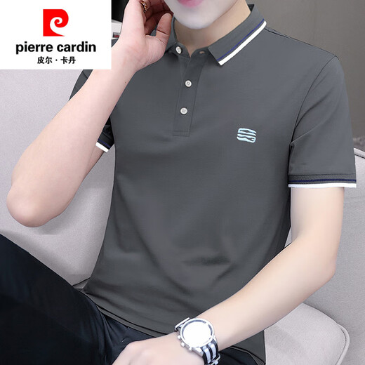Pierre Cardin 2025 NUEVO COLLO HOMBRE COLLO CONTRO Top de verano Jóvenes informales de cuello pequeño Camiseta media manga moderna camisa de polo tostulada Verde S5012 3xl peso 160-180
