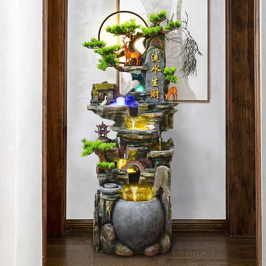 Nuevo piso a gran escala de estilo chino Rockery Flowing Fuente Adornos Sala de estar Feng Shui Circulación de agua Decoración de paisajes de agua 9929 Pequeña altura 110 cm