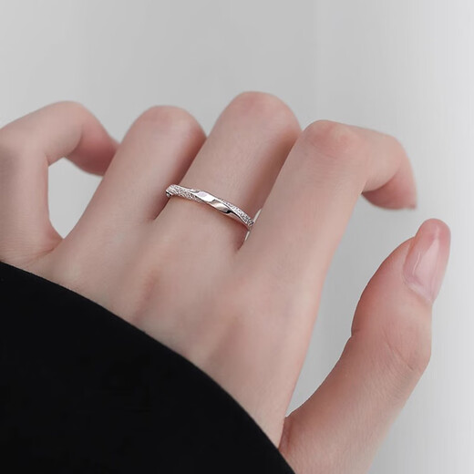 Qi Xiaomi Pure S999 Pure Silver Mobius Ring Women's Index Finger Ring Women's Open Ring Birthday Gift for Girlfriend Ring + Exquisite Gift Box