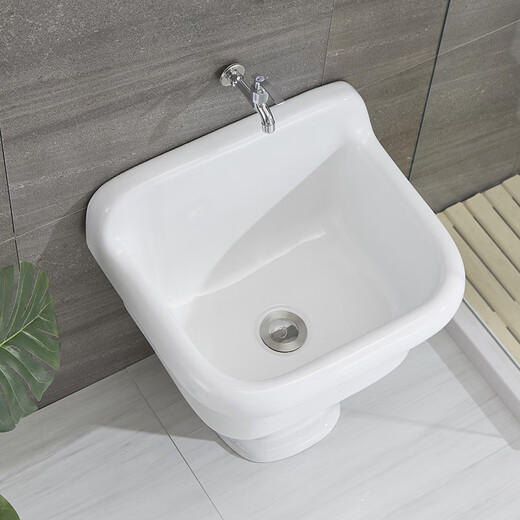 Washing mop pool high-foot household balcony ceramic split floor-standing bathroom old style large wall drainage floor mop basin 42 cm pool + 40 cm column manual