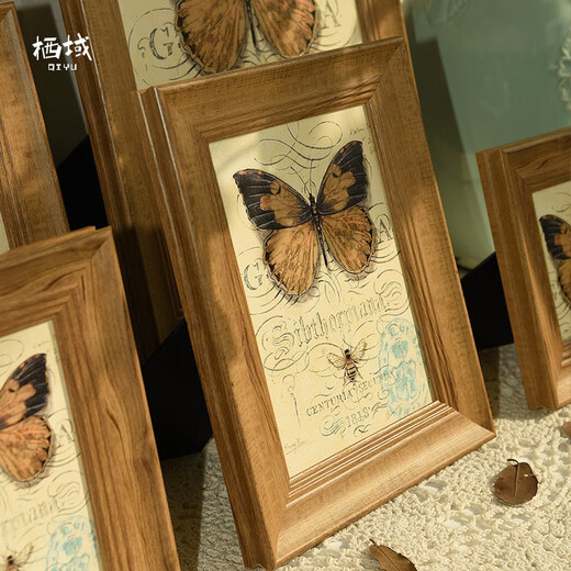 Qiyu American 8-inch photo frame table hanging wall vertical and horizontal photo frame mounting A4 certificate frame custom photo frame plus photo walnut color 10 inches (photo 20.3cm*25.4cm)