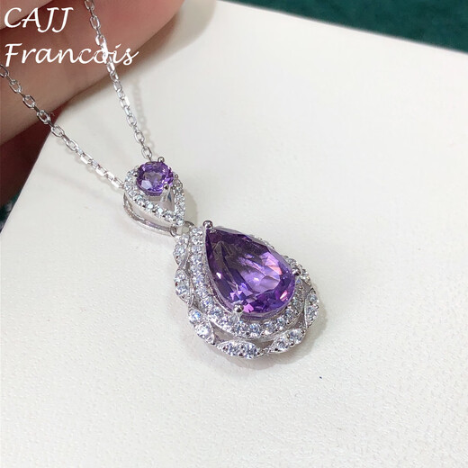CAJJ Francois 2.80 carat amethyst pendant for women 925 silver as a gift for personal wear natural colored gemstones amethyst pendant