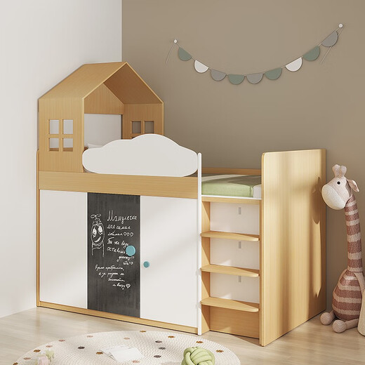 Koala Forest multi-functional storage children's half-height bed and under-bed cabinet storage storage bed small apartment with desk integrated medium-high bed wardrobe + roof 1200*1900