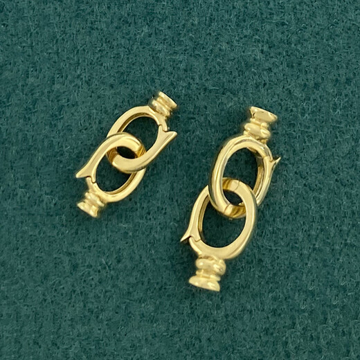 Prodigal Heart 18K gold buckle fist buckle/double ring buckle DIY connecting buckle pearl necklace bracelet universal jewelry buckle spring buckle 1 18K gold fist buckle small pair (yellow)