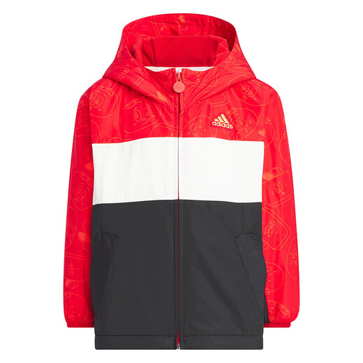 阿迪达斯 （adidas）童装男童连帽外套加绒保暖小童儿童新年柿柿如意款拼色夹克JF3879 JF3879 104cm