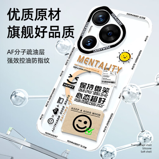 XP is suitable for Huawei pura70 mobile phone case lens all-inclusive p70 transparent soft shell cooling silicone cartoon creative boys and girls couple anti-fall high-level sense-white frame sober and make money