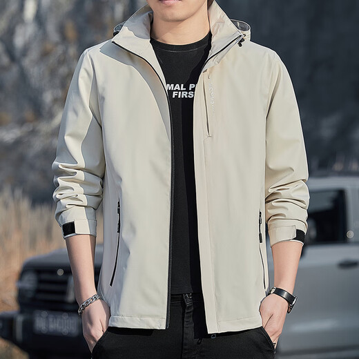 
Jeanswest Spring and Autumn Charge Jacket Men's New Men's Loose Hooded Removable Jacket Men's Windproof Work Top 6628 Light Gray 2XL Size (136-150Jin [Jin equals 0.5 kg])