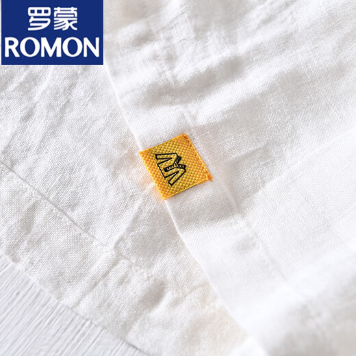 罗蒙（ROMON）中国风亚麻翻领短袖t恤男有带领麻布男装棉麻料T宽松翻领上衣服 msp-795浅蓝色 2XL