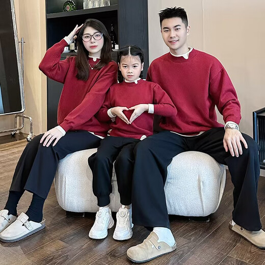 G.duck25 new autumn and winter crew neck sweater, thickened, versatile for a family of three and four, black trousers with velvet 150