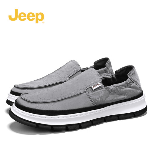 Jeep men's shoes new product breathable one-foot canvas shoes men's lightweight sole casual shoes men's outdoor non-slip lazy shoes gray (sports size) 41