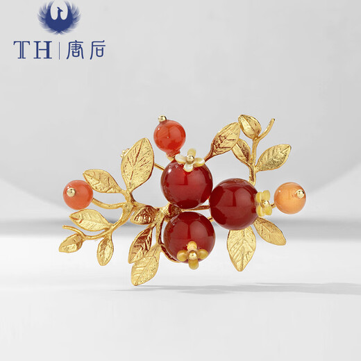 After the Tang Dynasty, Shishi Ruyi brooch, high-end women's southern red agate luxury brooch, national style corsage for mother's birthday gift, Shishi Ruyi