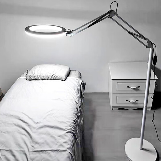 FENGLANQ Lámpara de tatuaje Lámpara de belleza para arte de uñas, tatuaje de pestañas y cejas Lámpara de pie 110VLED Lámpara de trabajo de tatuaje de pestañas facial Blanco 35W Atenuación y ajuste de color con lupa