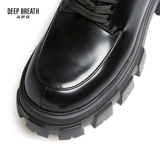 
DEEP BREATH Deep Breath Women's Shoes Cowhide Thick Sole Low Top Strap Gentlemen's Shoes Women's Shoes Thick Sole Shoes AX13066 Black 38