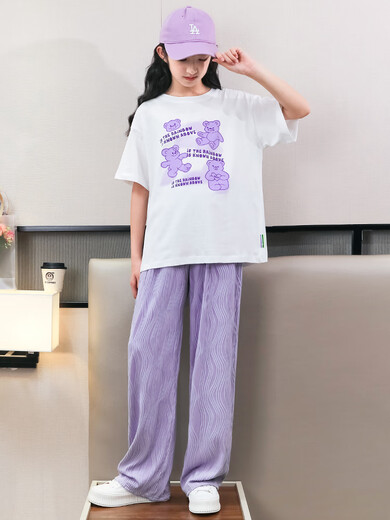 Mlgt French Trendy Children's Clothing Girls Suit Summer Summer à manches courtes à manches larges à manches
