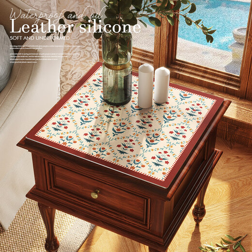 Jinko American bedside table cushion cover cloth edge square towel light luxury waterproof, oil-proof, anti-scalding, no-wash leather tablecloth dust cover Natalie sheepskin pattern anti-fouling mat 120*120cm