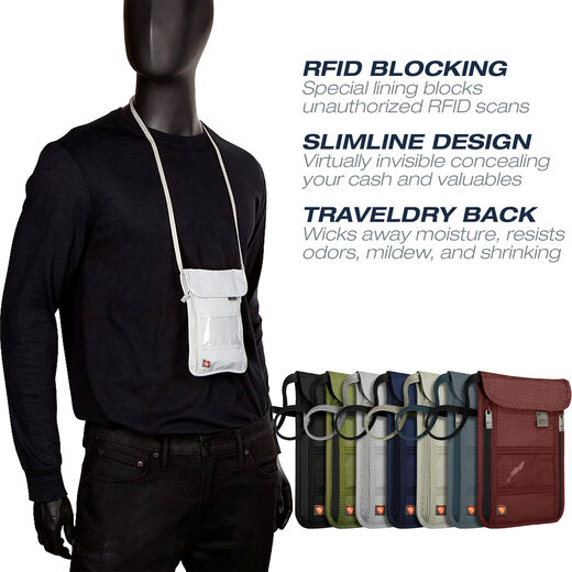Lewis N. Clark RFID 钱包 + 旅行袋 + 护照夹  适用于女士和男士 棕色 均码
