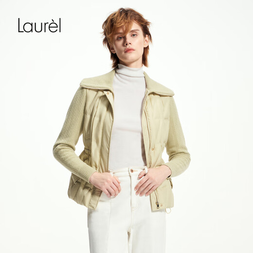Laur l Paris Fashion Week same style Lauri new waist knitted white goose down jacket for women LWD353L02000 pearl white L (170)