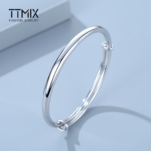 TTMIX platinum bracelet, adjustable push-pull PT950 platinum bracelet for women, versatile smooth hand ornament, hollow 17.1-17.3g, width 3.4mm