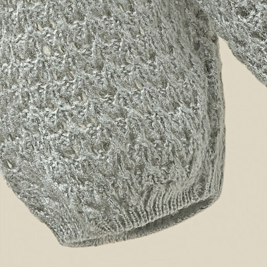 
Sichuanshe 2025 autumn new women's fashion loose shoulder long sleeve round neck hollow knitted sweater