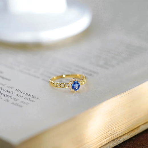 HEEKAIYI ring women's sapphire ring luxury jewelry Chinese Valentine's Day birthday gift for wife or girlfriend Sri Lanka sapphire ring