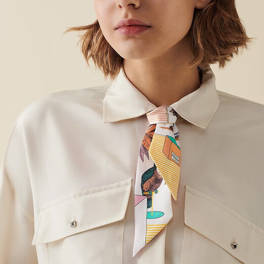 Hermes (HERMES) silk scarf twilly new grand theater silk scarf New Year gift H063761S-15 pink 5*86cm