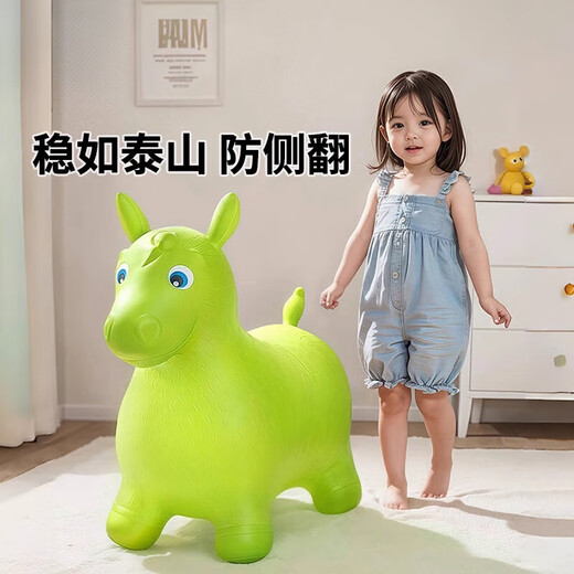 跳跳马儿童玩具充气马宝宝加大加厚防摔婴儿坐骑摇摇马跳跳鹿新款 跳跳马-精灵绿【送充气泵】加厚防侧翻