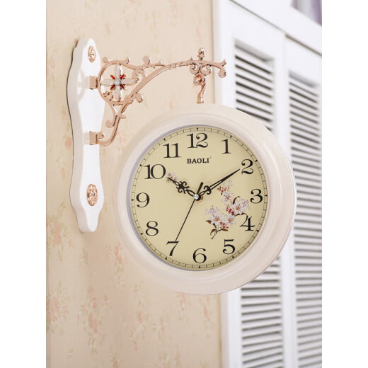 Big Tuan Xiaoyuan double-sided wall clock European-style creative watch living room silent pastoral clock watch two-sided personality fashion modern simple wall watch simple deer-white upgraded model-16 inches (diameter 40.5 cm)