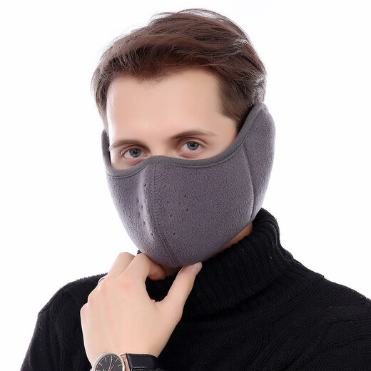 Nobana冬季防寒骑行口罩面罩男女户外滑雪保暖耳罩摩托车头套防风加厚 黑色 均码