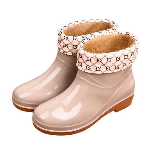 Aolie Regenstiefel für Frauen mit niedriger Zylinder Nicht-Schlupf-Modeküche Frauen Regenstiefel Kurzzylinder modische Wasserschuhe Rindfleisch Sehnen Sohle Kleidung resistente Regenstiefel rot (Einzelschuhe) 38