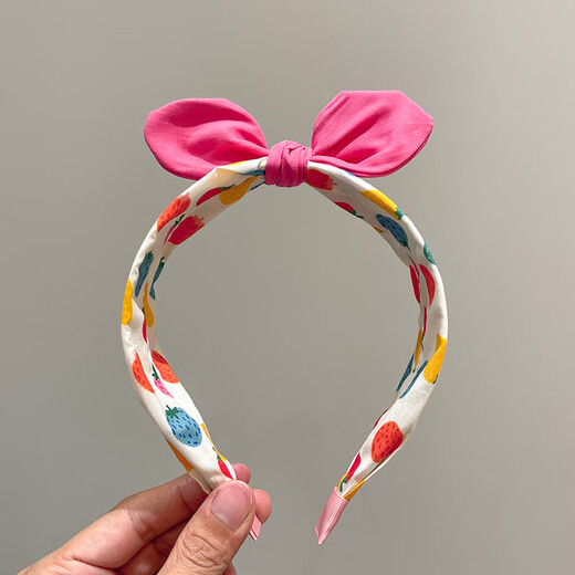 Pink bow children's headband Korean version sweet girl hair card wide edge baby hair pressure wash face hair band hair accessories rose red bow strawberry wide edge hair band