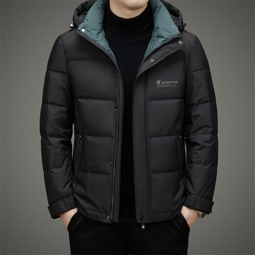 皮尔卡丹（pierre cardin）羽绒服男短款可拆卸帽2023新款休闲加厚冬季白鸭绒外套潮 9902黑色 170/84A