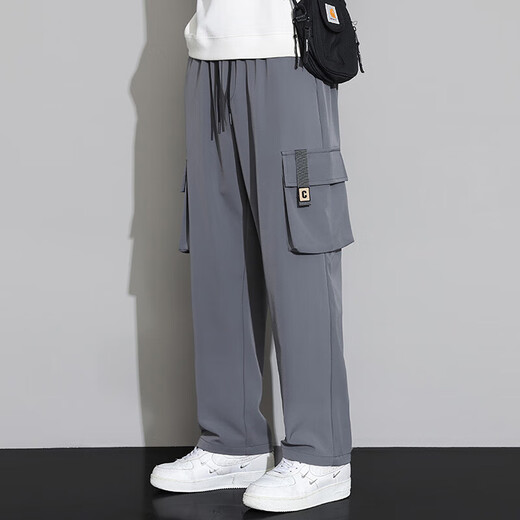 Pantalones de trabajo de pájaros carpinteros para hombres en primavera y verano Nuevos pantalones casuales de trabajo recto para hombres con pantalones largos simples y versátiles de moda de moda 9930 gris 2xl