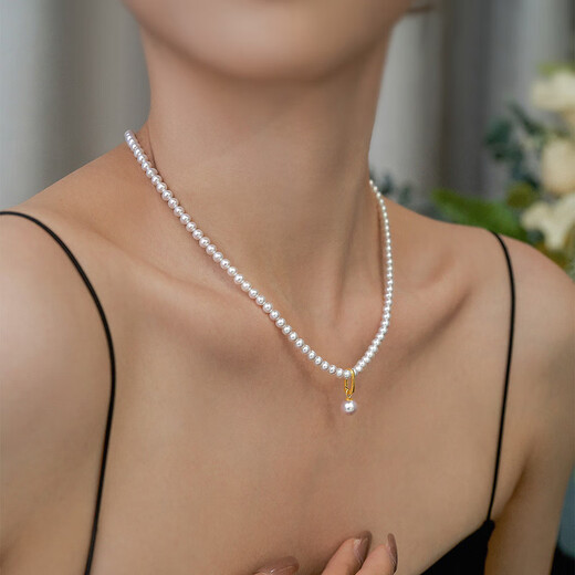 Meluxe 18K gold akoya seawater pearl pendant universal buckle necklace for women birthday gift for wife yellow 18K gold universal buckle about 0.28g