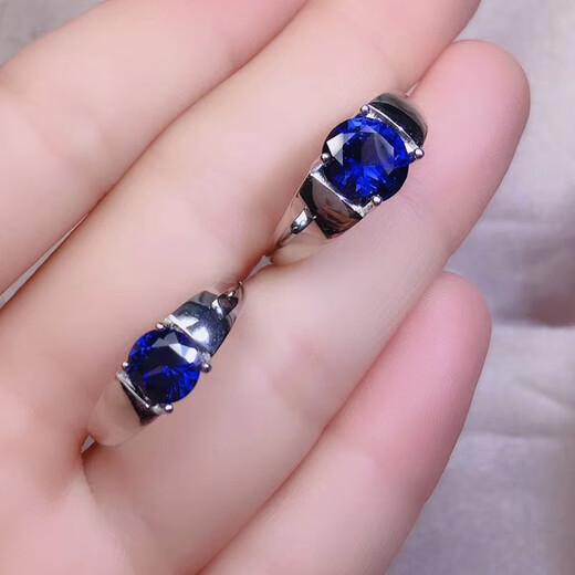 Xuecong Sri Lankan sapphire ring men's sterling silver plated 24K gold round tanzanite men's ring live ring main stone 6.0mm