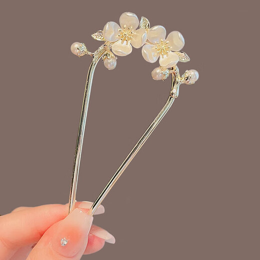 Joy of Two Worlds Flower Hairpin Ladies' Easy Hair Comb Insert Hair Accessories into the Back of the Head Ancient Style Hairpin Camellia U-shaped Hairpin