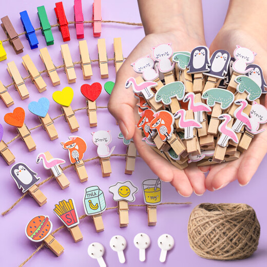 Official cat color photo clip wooden clip hanging photo wall decoration hemp rope clip rope lanyard small photo wood wooden photo album hanging 100 love food 60 meters rope nail hook lamp