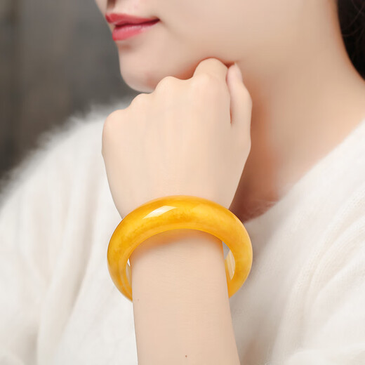 Yadige Natural Chicken Fat Yellow Beeswax Raw Stone Bracelet Amber Bracelet Baltic Sea Raw Mineral Bracelet Women's Bracelet No Optimization Circle Mouth 54 Pull 0g