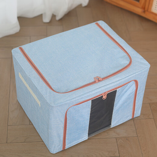 Chenzhi Shangpin fabric storage box cotton and linen foldable storage box thickened steel frame baina box sundry clothing storage box home gray 66L (50*40*33CM)