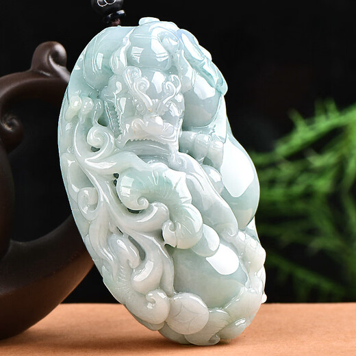 Jade Handle Piece, an Orphan of a Thousand Years, Jade Plate and Jade Pendant for Men, Symbolizing Success in Career, Pixiu Handle Piece QZK2582i