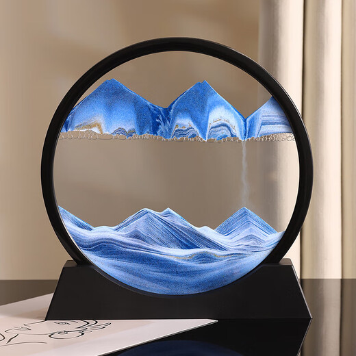 OSKV quicksand painting ornaments creative art hourglass desktop living room wine cabinet TV cabinet light luxury high-end atmosphere decoration DIY black frame blue - 7-inch full set of accessories
