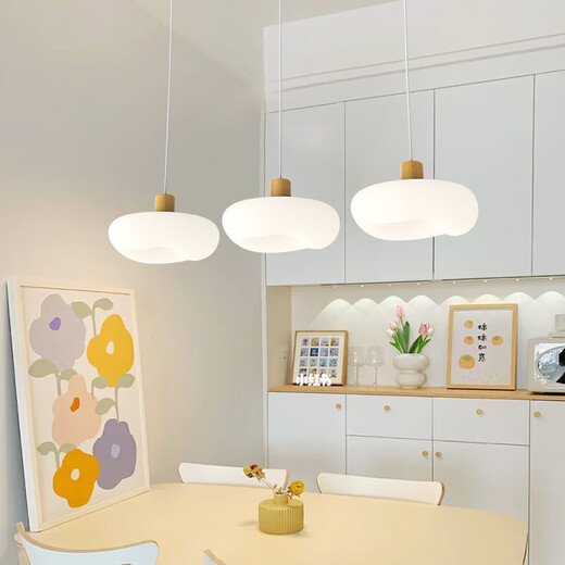 Mingjiang Style 2025 new restaurant lamp full spectrum eye protection restaurant chandeliers modern simple pumpkin lantern Guangdong Zhongshan lamp MTJ689-5 direct disk access Mijia APP white + beige yellow